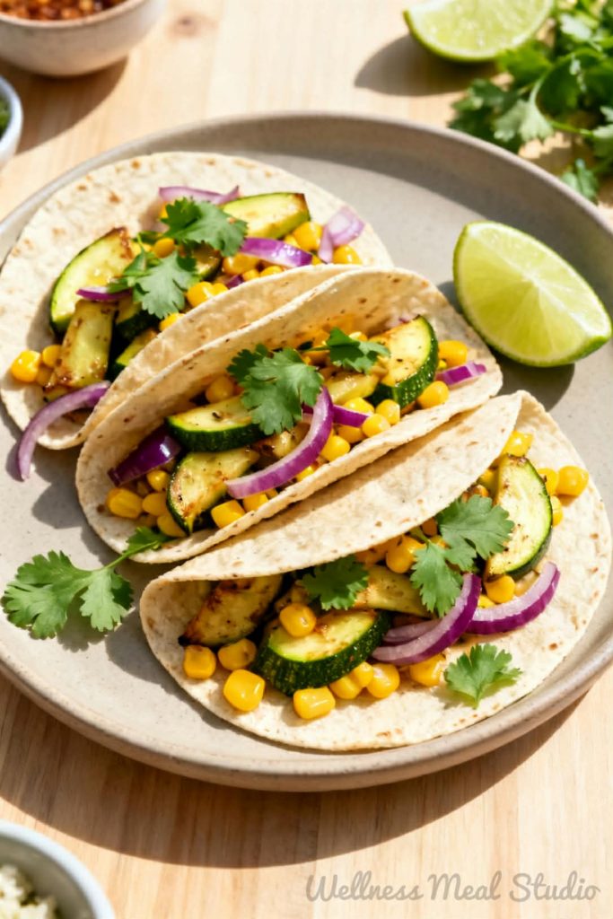 vegetarian tacos with zucchini & corn